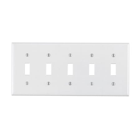 Leviton Leviton White 5 gang Plastic Toggle Wall Plate 1 pk 88023-000